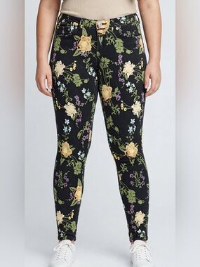 Levi's 710 Super Skinny Soft Brushed Jet Black Floral Jeans